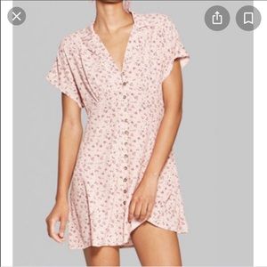 Wild Fable pink floral button down dress Small